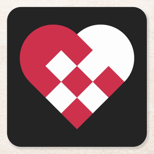 Porta-copo De Papel Quadrado Scandinavian Jule Heart (Frente)