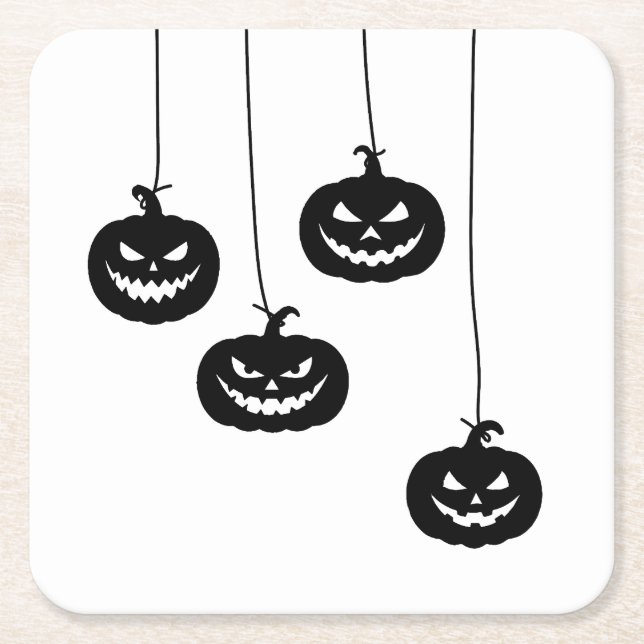Porta-copo De Papel Quadrado Scary Pumpkin hanging (Frente)