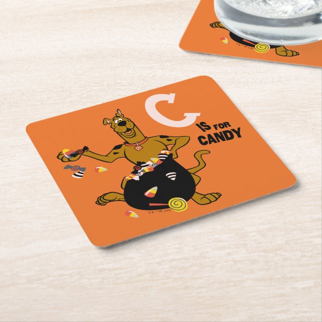 Porta-copo De Papel Quadrado Scooby-Doo | C é destinado ao doce (Inclinado)