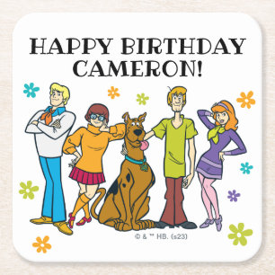 Porta-copo De Papel Quadrado Scooby-Doo e Gang Birthday