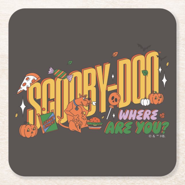 Porta-copo De Papel Quadrado Scooby-Doo Halloween Snack Logo (Frente)