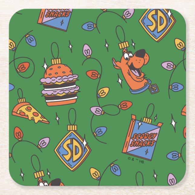 Porta-copo De Papel Quadrado Scooby-Doo Holiday Snack Lights Pattern (Frente)