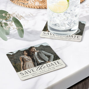 Porta-copo De Papel Quadrado Script Suave   Data de salvamento da foto