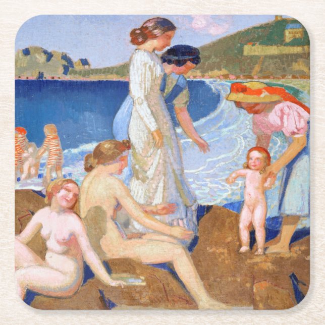 Porta-copo De Papel Quadrado Sea Bathing, Maurice Denis (Frente)