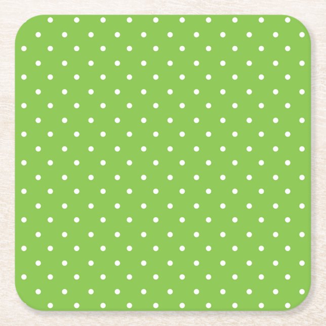 Porta-copo De Papel Quadrado Seamless  bright lime polka dot pattern  (Frente)