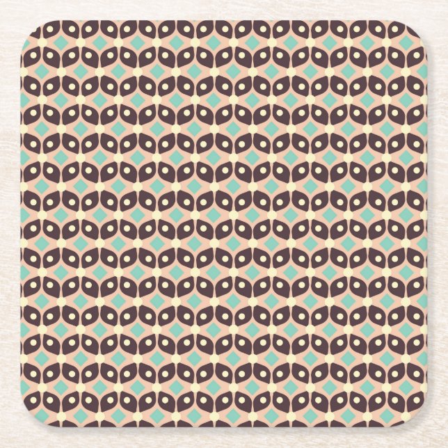 Porta-copo De Papel Quadrado Seamless geometric pattern in dark brown leaf  (Frente)