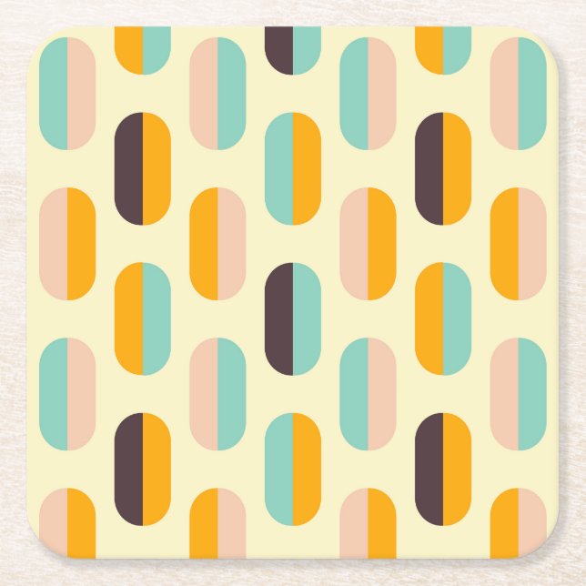 Porta-copo De Papel Quadrado Seamless geometric pattern in retro vibes (Frente)