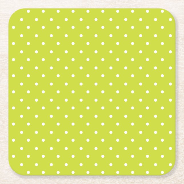Porta-copo De Papel Quadrado Seamless pattern  bright lime polka dot pattern (Frente)
