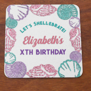 Porta-copo De Papel Quadrado Seashell Girls Birthday