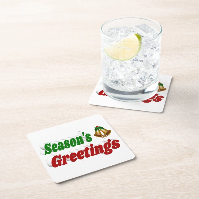 Porta-copo De Papel Quadrado Seasons Saudações Belos Natal (Insitu)