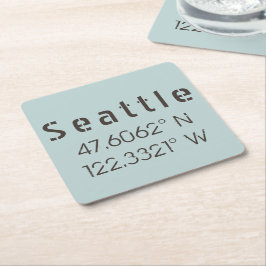 Porta-copo De Papel Quadrado Seattle Latitude e Longitude