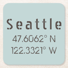 Porta-copo De Papel Quadrado Seattle Latitude e Longitude