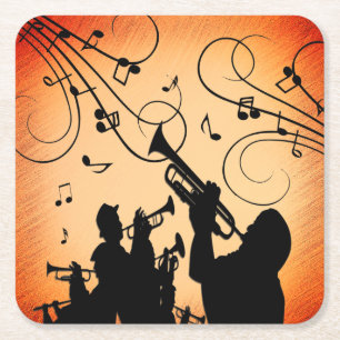 Porta-copo De Papel Quadrado Seção de Trompete Jazz Música Laranja Ferrugem