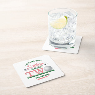 Porta-copo De Papel Quadrado Segundo aniversário de Golf PAR-TEE