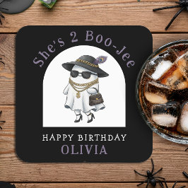 Porta-copo De Papel Quadrado Segundo aniversário do Halloween - Fantasma Dois B