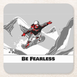Porta-copo De Papel Quadrado Seja sem medo - Snowboarder