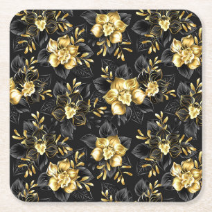 Porta-copo De Papel Quadrado Sem costura com orquídeas de joalharia