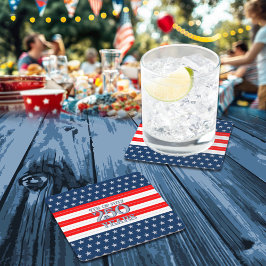 Porta-copo De Papel Quadrado Semiquincentennial Navy Stars & Stripes 250 Years