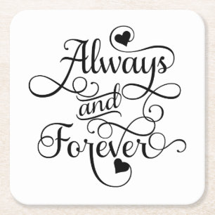 Porta-copo De Papel Quadrado Sempre e para sempre, casamento ou Dia de os namor