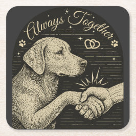 Porta-copo De Papel Quadrado Sempre Juntos" Amizade de Cães Vintage