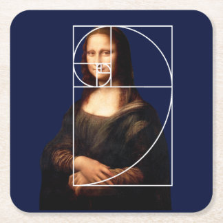 Porta-copo De Papel Quadrado Sequência Fibonacci Leonardo da Vinci Mona Lisa