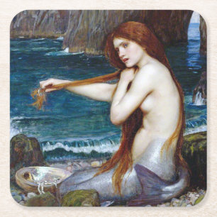 Porta-copo De Papel Quadrado Sereia, John William Waterhouse