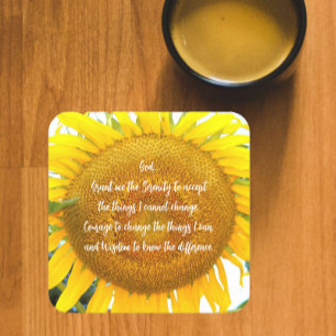 Porta-copo De Papel Quadrado Serenity Prayer Amarelo Sunflower