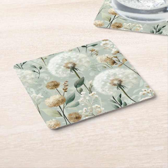 Porta-copo De Papel Quadrado Série de Design Dandelion #18 (Inclinado)