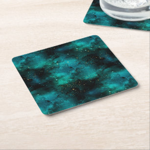 Porta-copo De Papel Quadrado Série Teal Galaxy Design 1