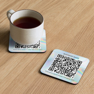 Porta-copo De Papel Quadrado Serviços Comerciais de Código QR Holográfico Perso