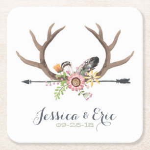 Porta-copo De Papel Quadrado Seta e Antlers do Wildflower