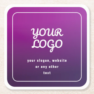 Porta-copo De Papel Quadrado Seu Logotipo & Estiloso Gradiente de Luz para Roxo