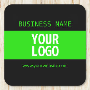 Porta-copo De Papel Quadrado Seu logotipo ou imagem   Preto e verde brilhante