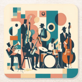 Porta-copo De Papel Quadrado Sexteto da Era do Jazz de Meados do Século