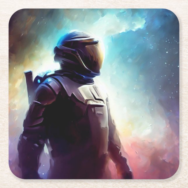 Porta-copo De Papel Quadrado SF Espaço Herói 3 (Frente)