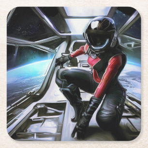 Porta-copo De Papel Quadrado SF Hero a bordo nave espacial 2