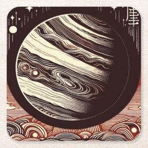 Porta-copo De Papel Quadrado SF Júpiter Woodcut 2