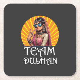 Porta-copo De Papel Quadrado Shaadi Vibes de Casamento de Desi Impressão Person