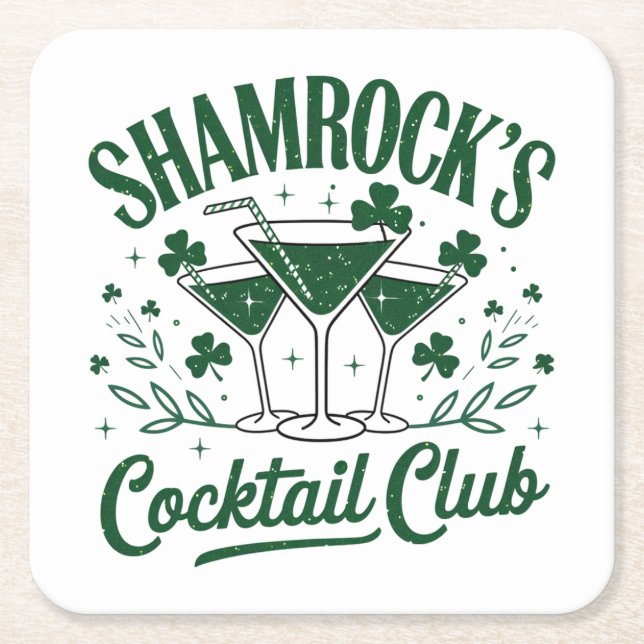 Porta-copo De Papel Quadrado Shamrocks Cocktail Club (Frente)