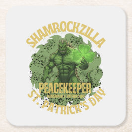 Porta-copo De Papel Quadrado Shamrockzilla Peacekeeper: St. Patrick’s Day Kaiju