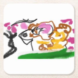 Porta-copo De Papel Quadrado Shiba Inu charry blosom