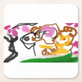 Porta-copo De Papel Quadrado Shiba Inu charry blosom