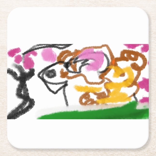 Porta-copo De Papel Quadrado Shiba Inu charry blosom (Frente)