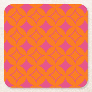 Porta-copo De Papel Quadrado Shippo cor-de-rosa e alaranjado