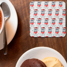 Porta-copo De Papel Quadrado Siberian Husky Dog Breed Christmas Stars