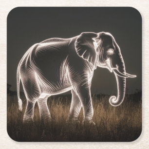 Porta-copo De Papel Quadrado Silhueta de elefante luminoso