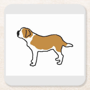 Porta-copo De Papel Quadrado silhueta de st bernard laranja e branco