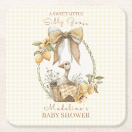 Porta-copo De Papel Quadrado Silly Goose Lemon Watercolor Baby Shower