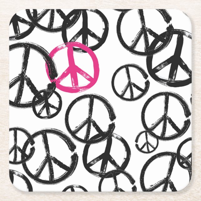 Porta-copo De Papel Quadrado Símbolo da paz (Frente)