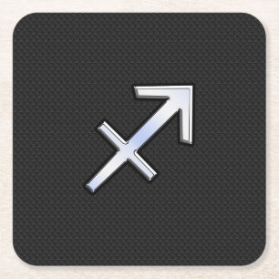 Porta-copo De Papel Quadrado Símbolo Zodíaco Sagitário na pele de cobra preto